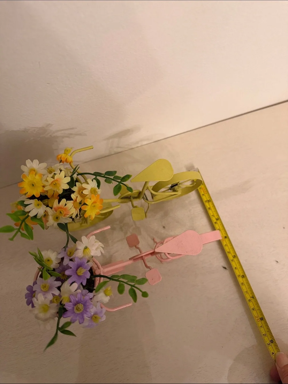 Decorative Pink and Yellow Metal Bicycle Planter Set - Home Accents